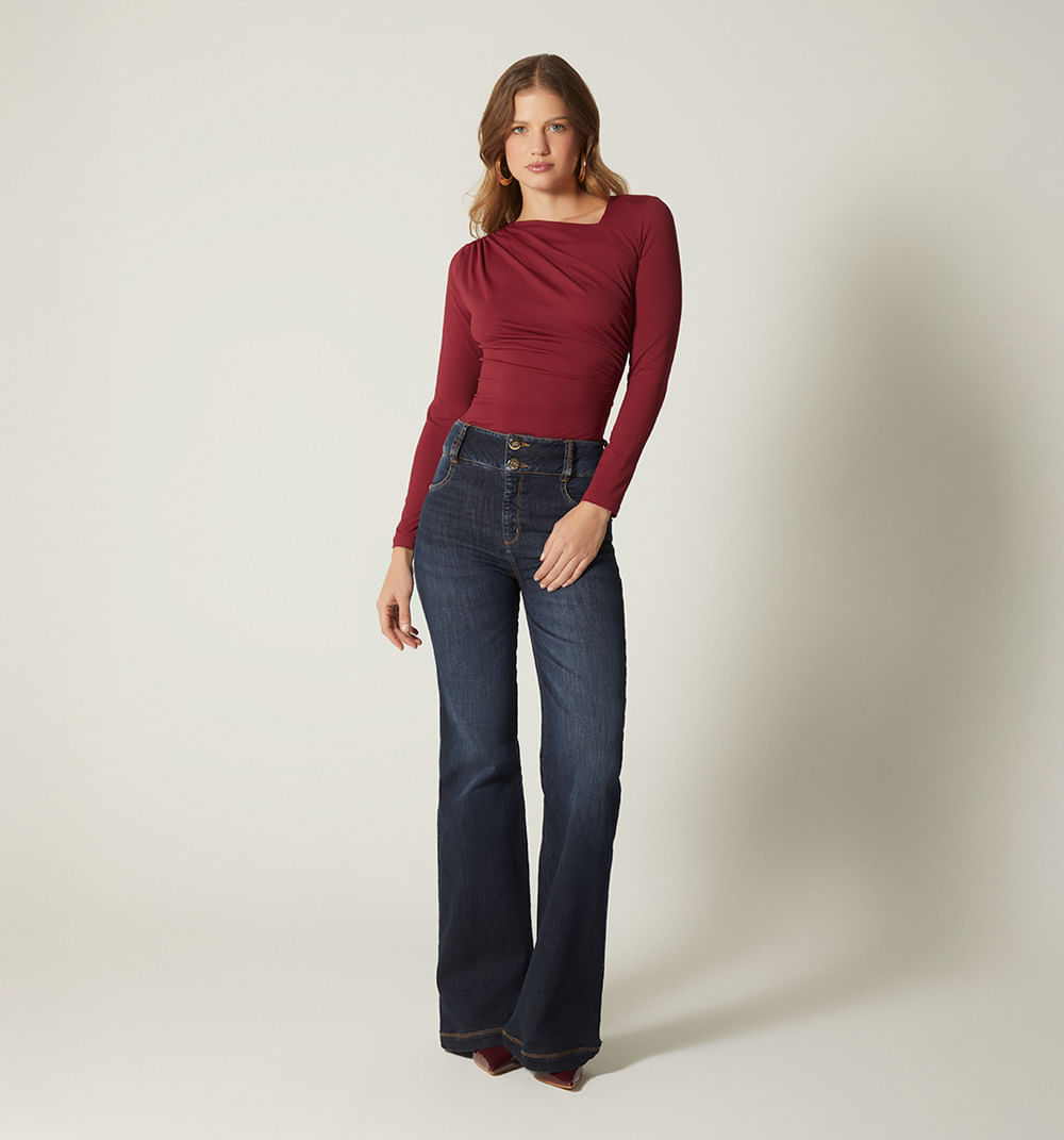 Blusa Escote Asimetrico Manga Larga