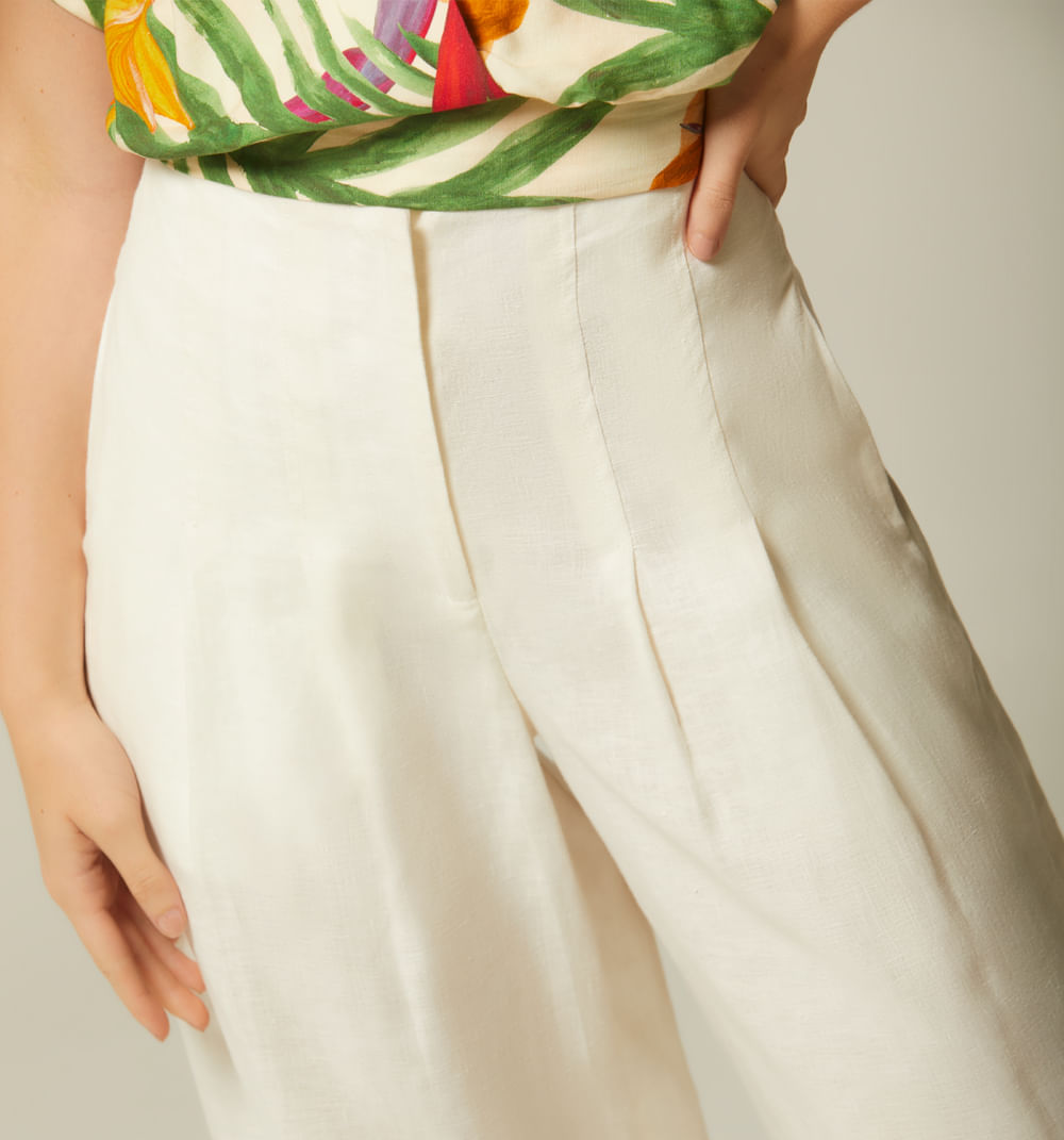 Pantalón Palazo Tiro Alto Con Prenses