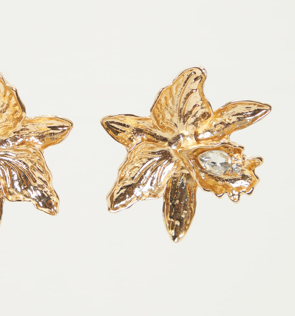 Aretes Flor Con Cristal