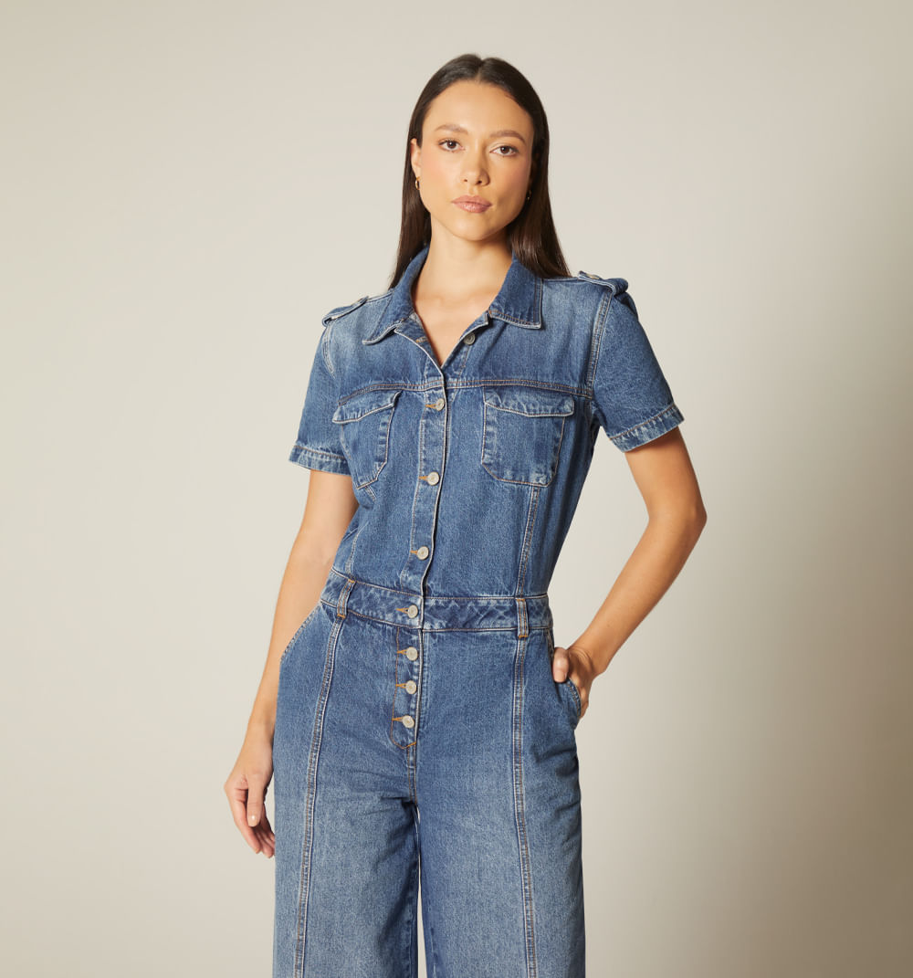 Enterizo Palazzo Manga Corta Para Mujer