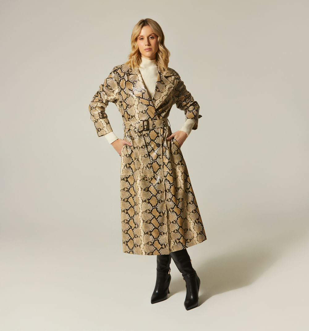 Trench Clásico Efecto Piel De Serpiente