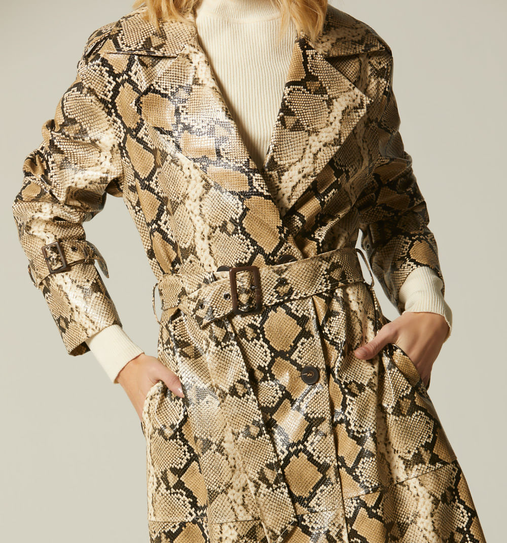 Trench Clásico Efecto Piel De Serpiente