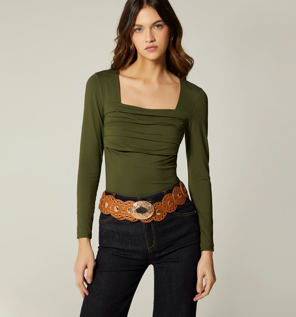 Blusa Escote Cuadrado Manga Larga