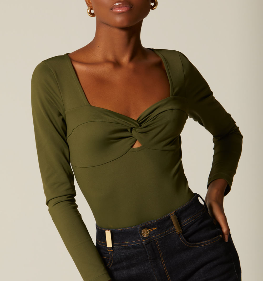 Body Manga Larga Con Entorche