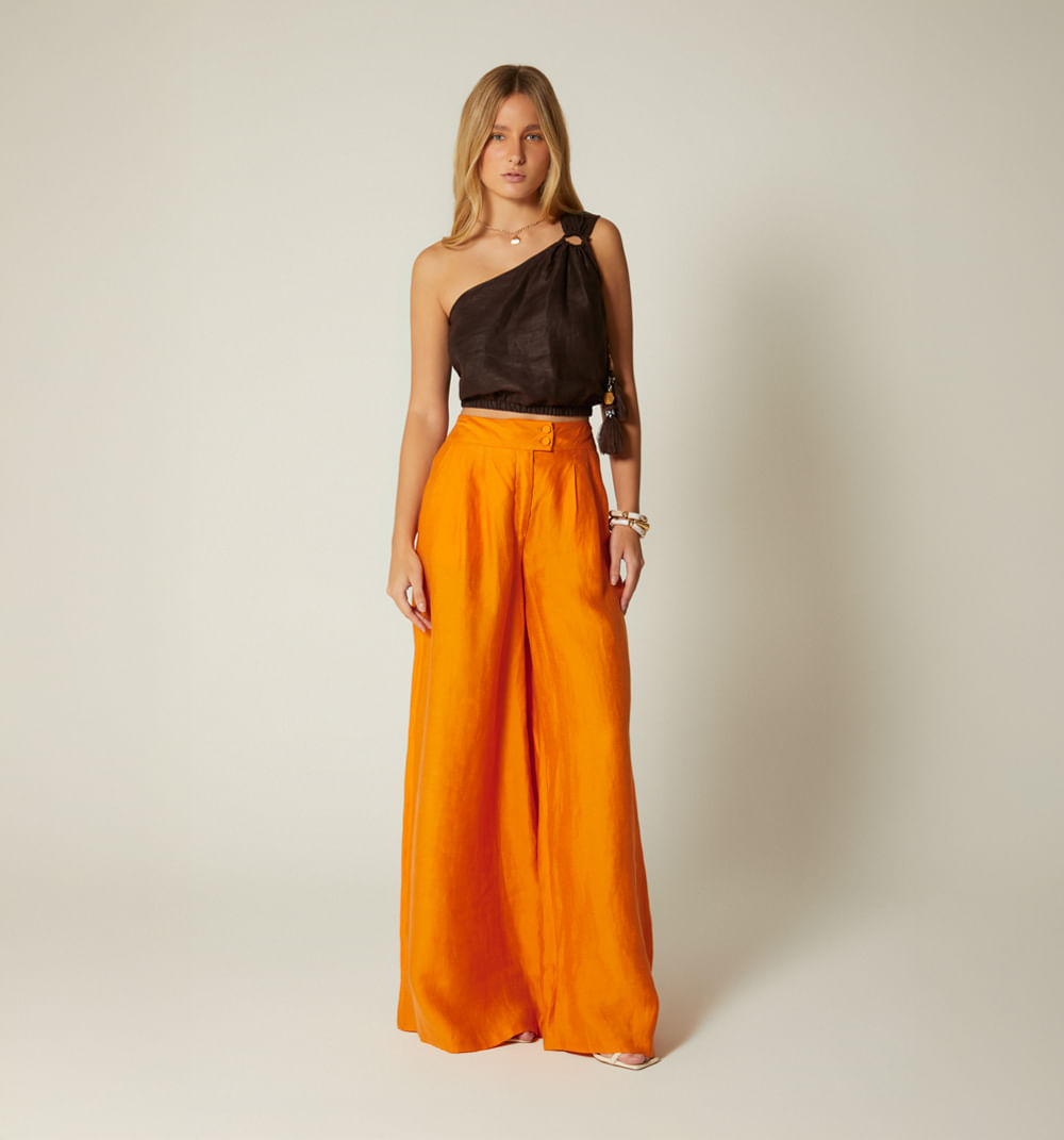 Pantalon Palazo De Prenses Tiro Alto