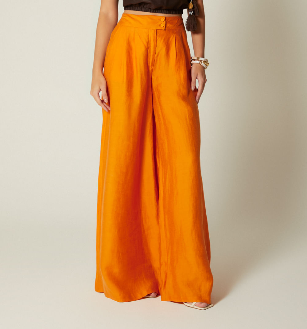 Pantalon Palazo De Prenses Tiro Alto