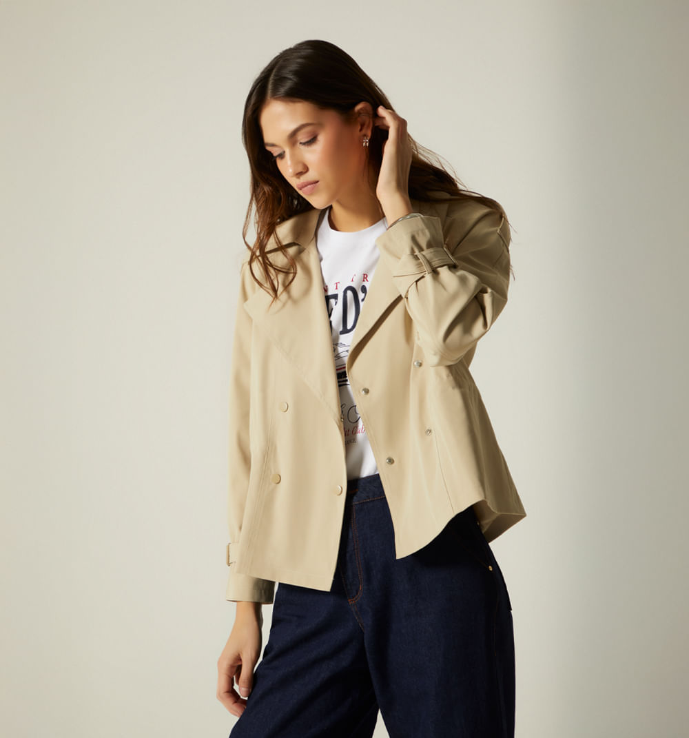 Trench Corto Con Cintura Enresortada