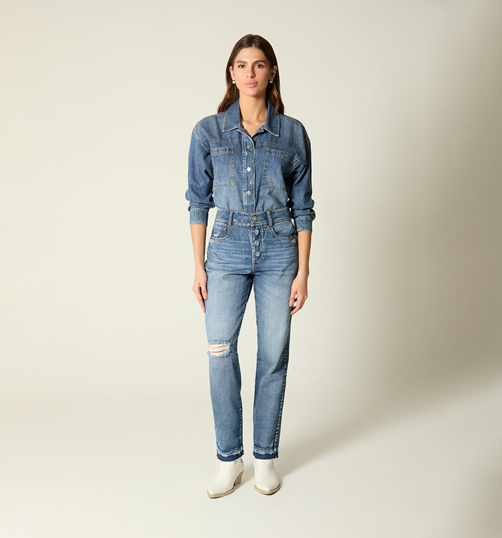 Jean Boyfriend Con Roto Ruedo Rustico
