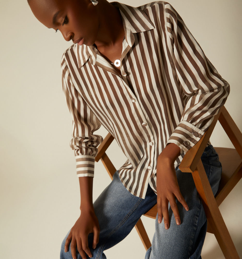 Blusa Camisera Manga Larga De Rayas