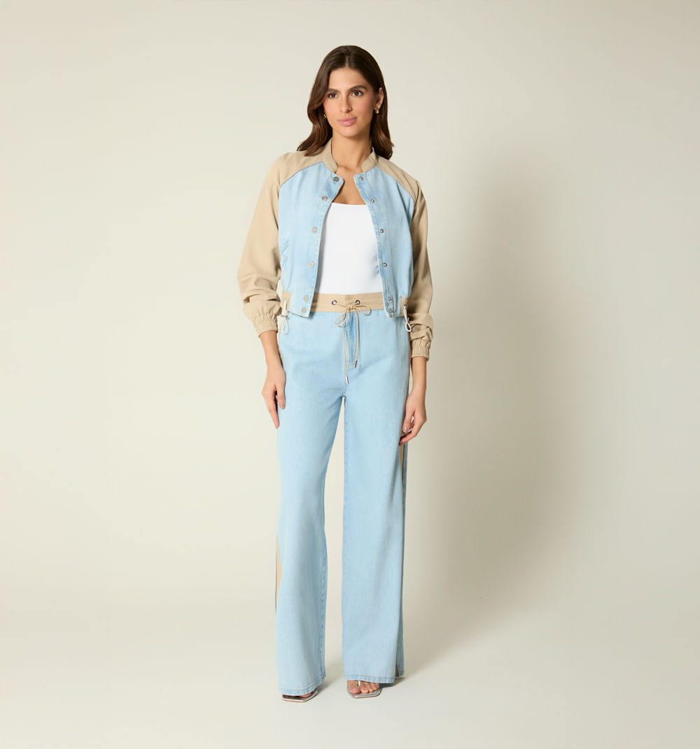Chamarra Bomber Cortes Combinada