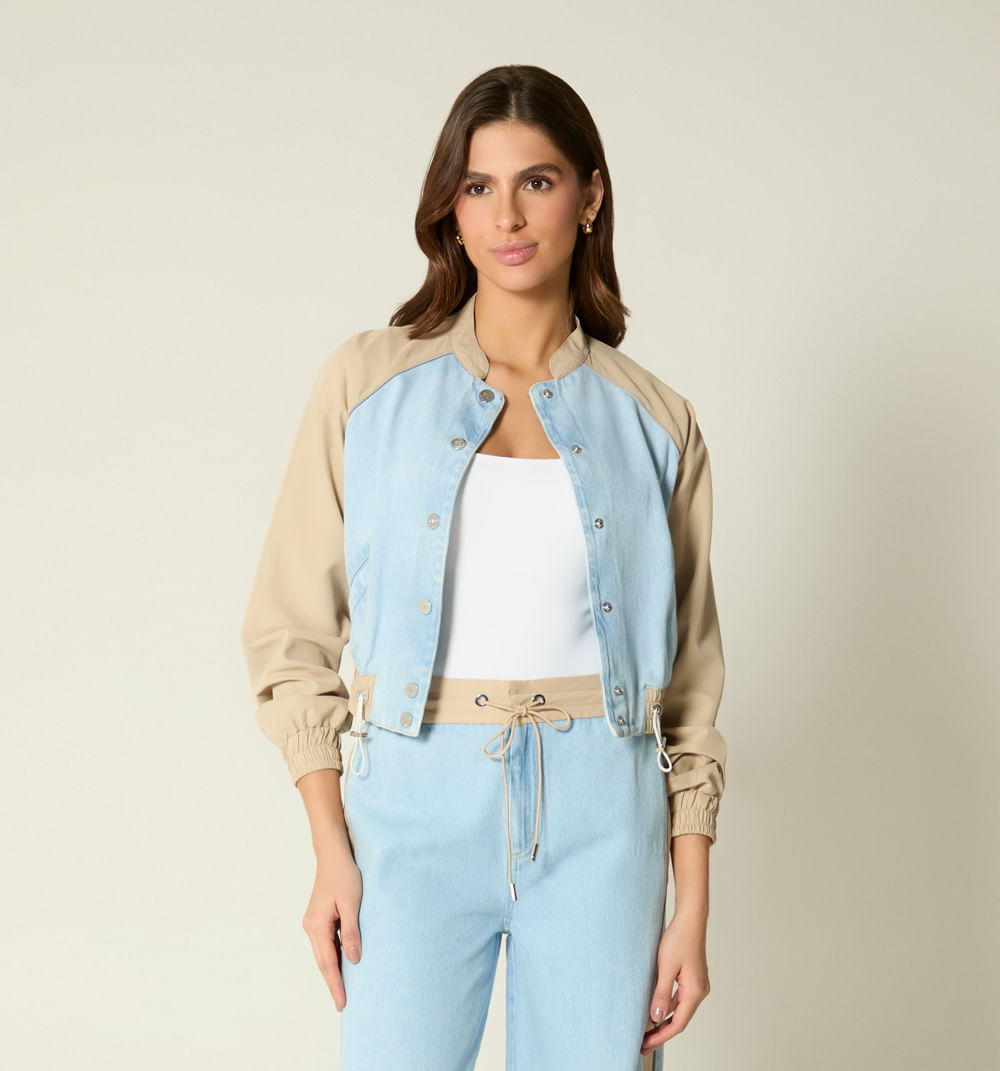 Chamarra Bomber Cortes Combinada