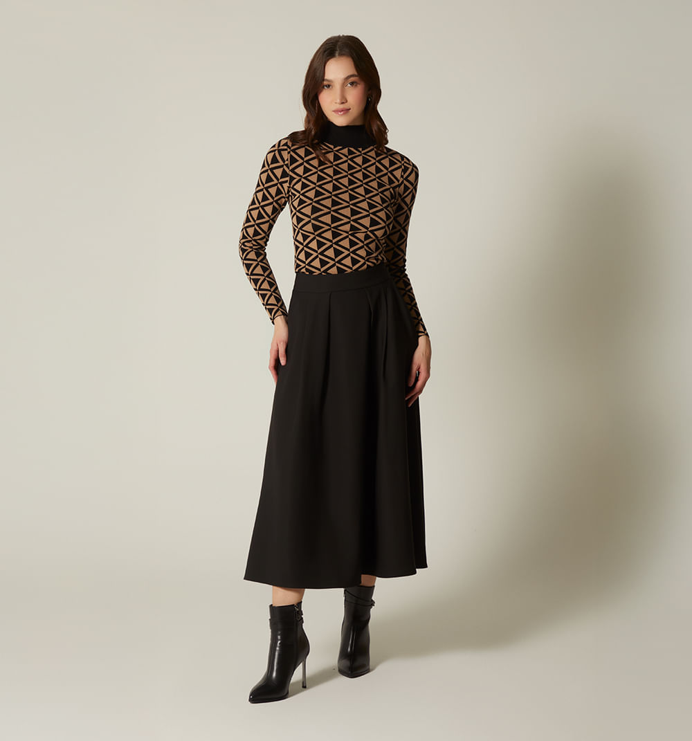 Falda Linea A Con Prenses Y Bolsillos