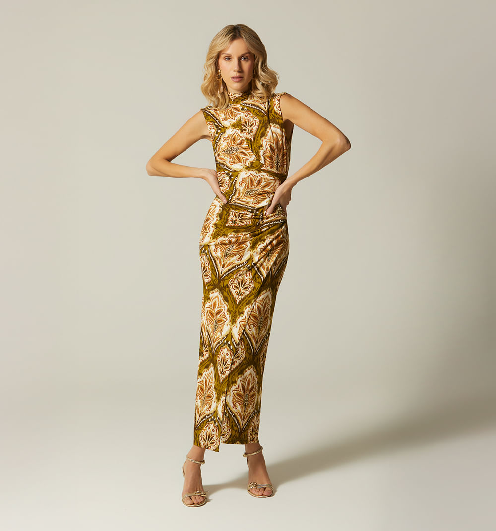 Vestido Midi Cuello Alto