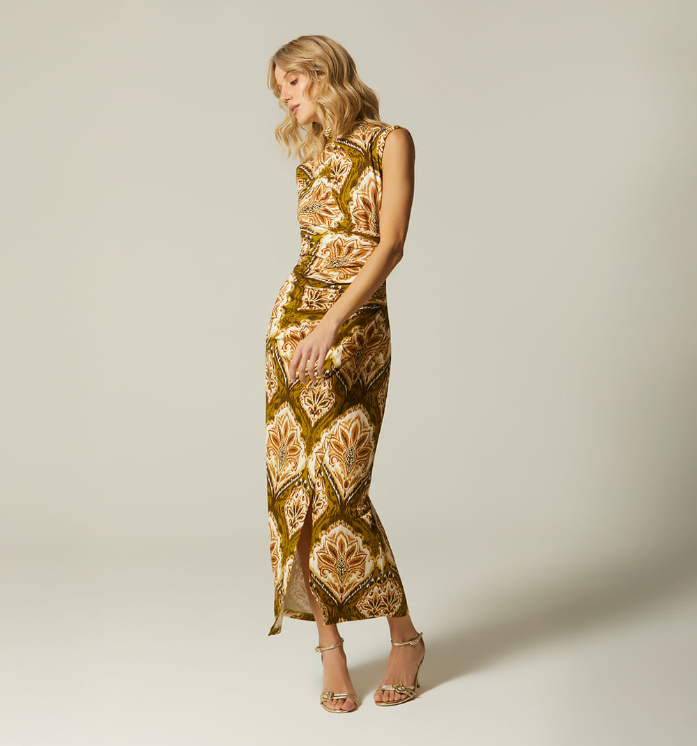 Vestido Midi Cuello Alto