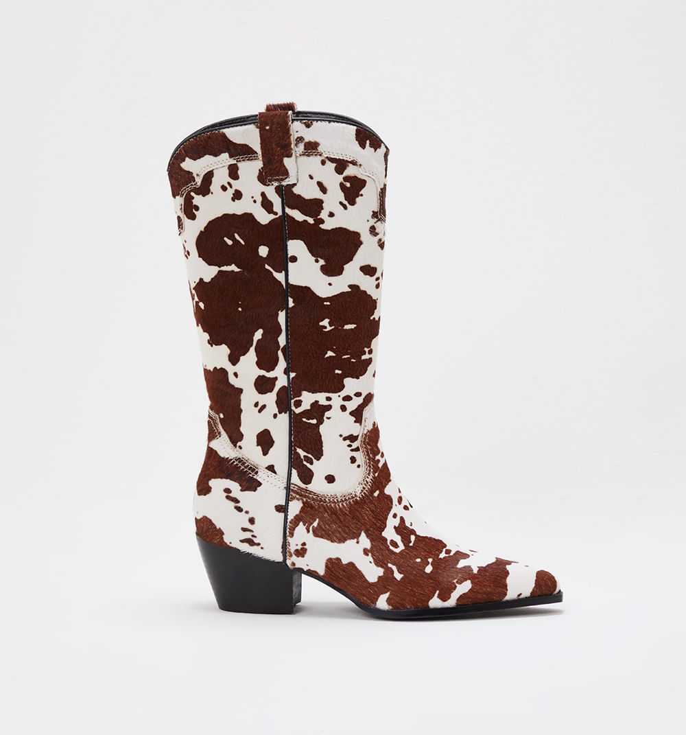 Bota Caña Alta Estampado Vaca