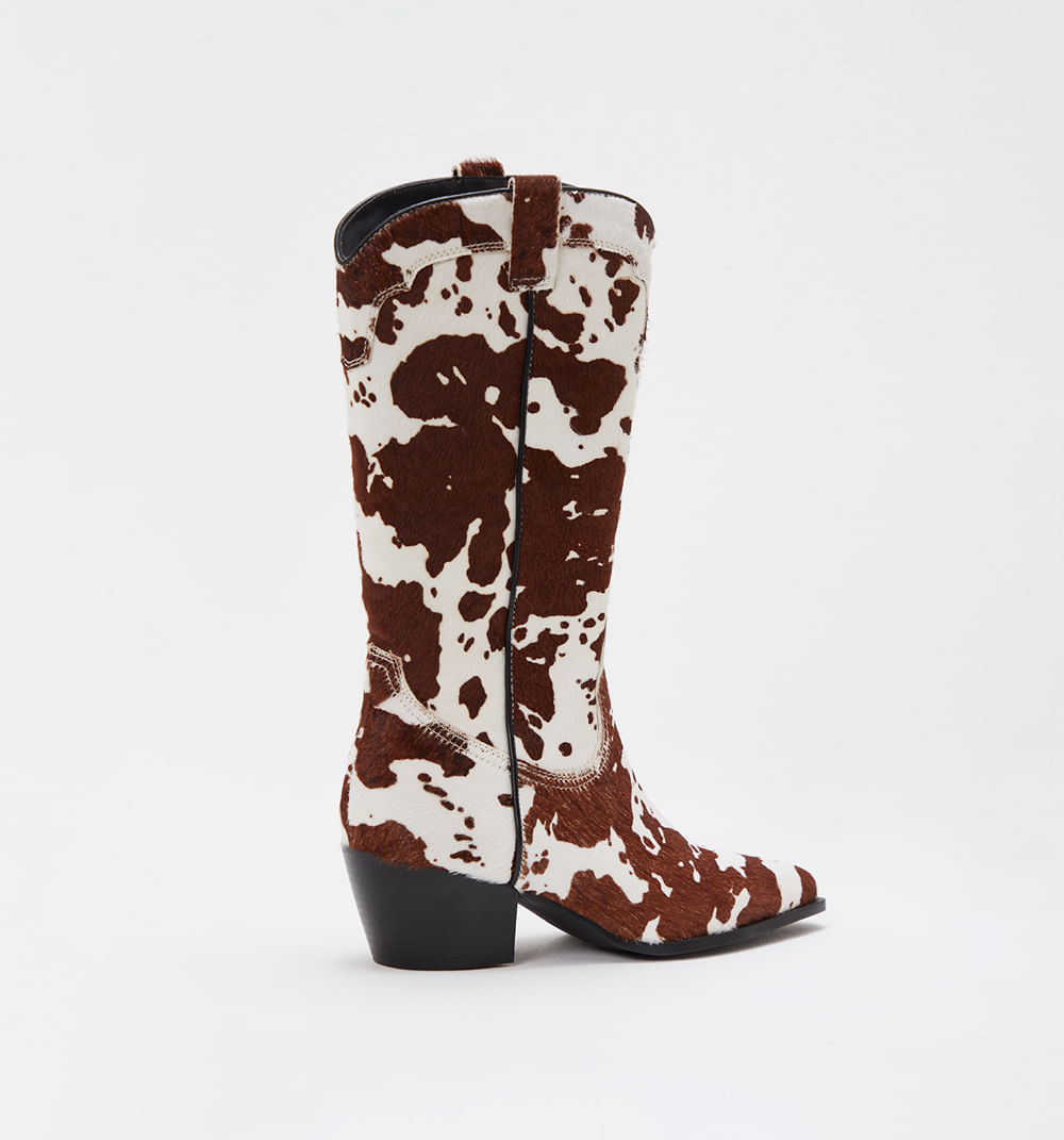 Bota Caña Alta Estampado Vaca