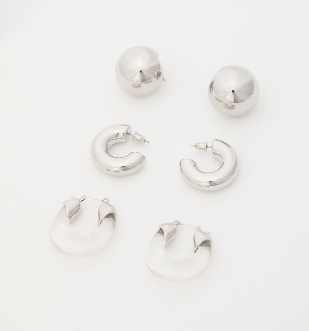Aretes Chunky Transparencia Set X 3