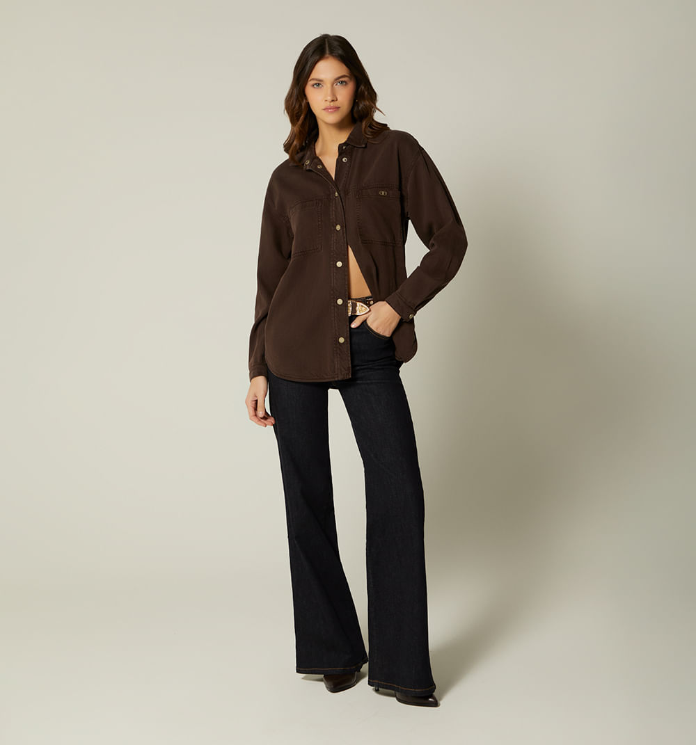 Bluson Camisero Bolsillos Parche Color
