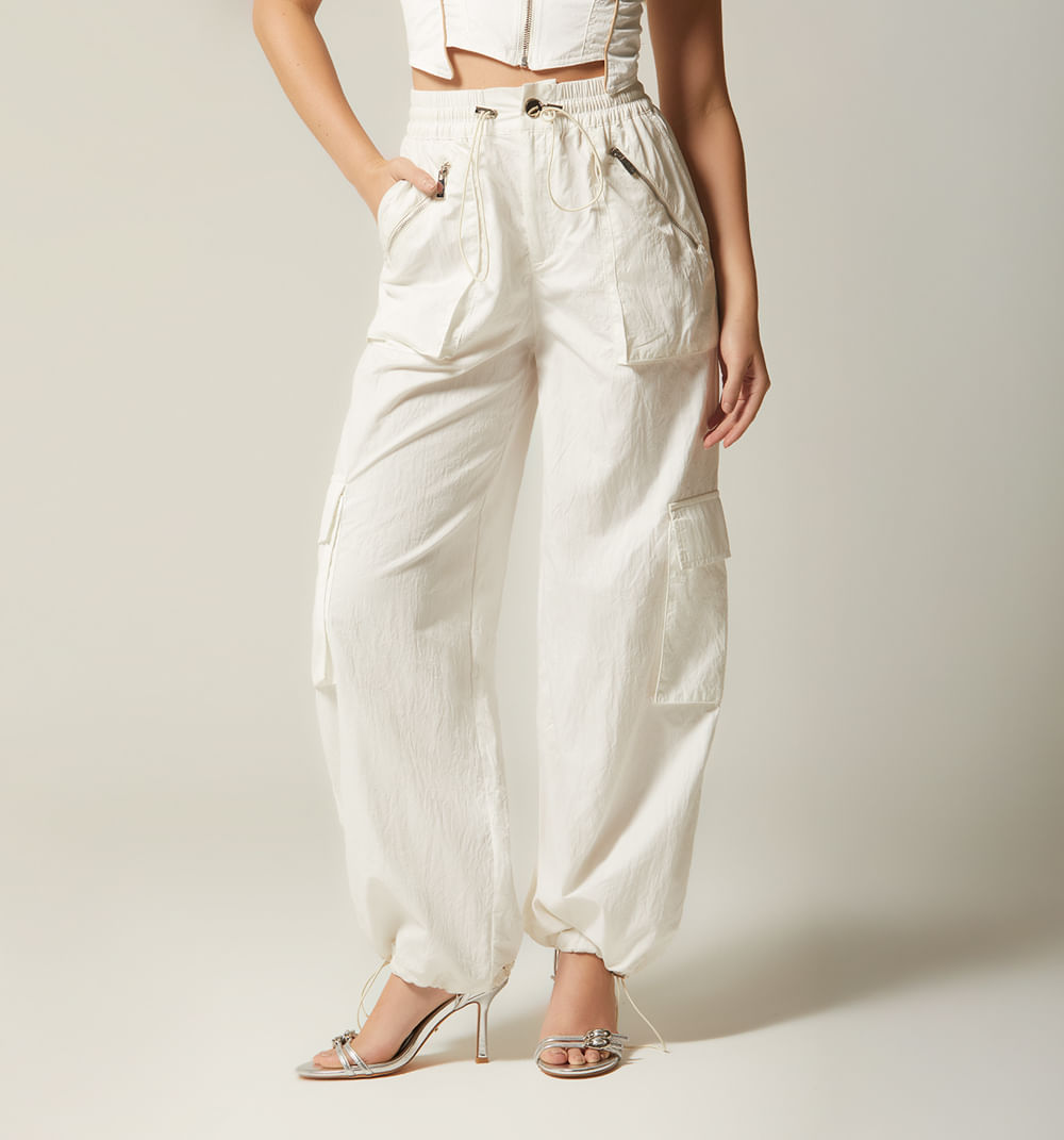 Pantalon Tiro Alto Elastico En Cintura
