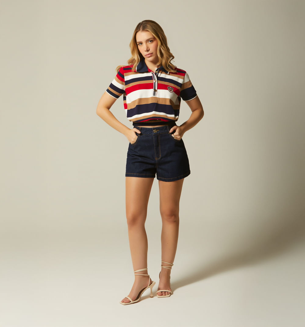 Blusa Manga Corta Con Botones