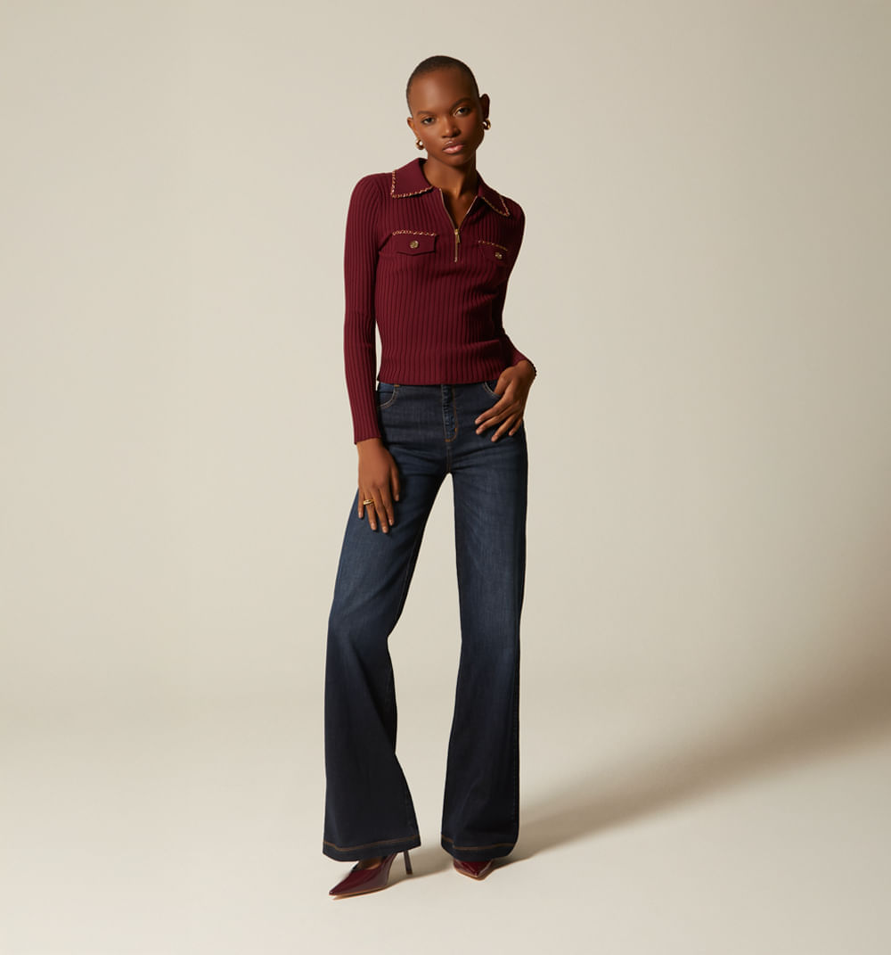 Buzo Cuello Polo Manga Larga