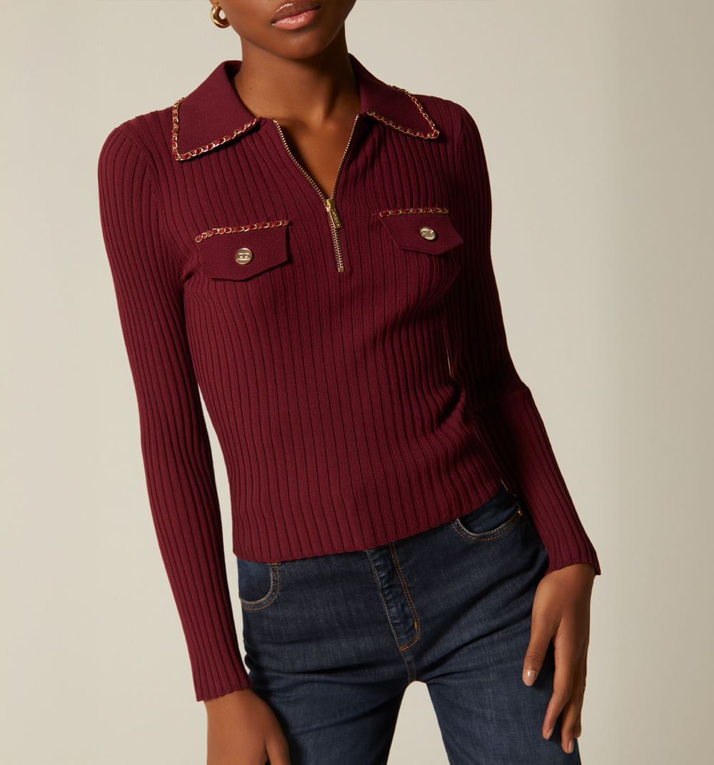 Buzo Cuello Polo Manga Larga