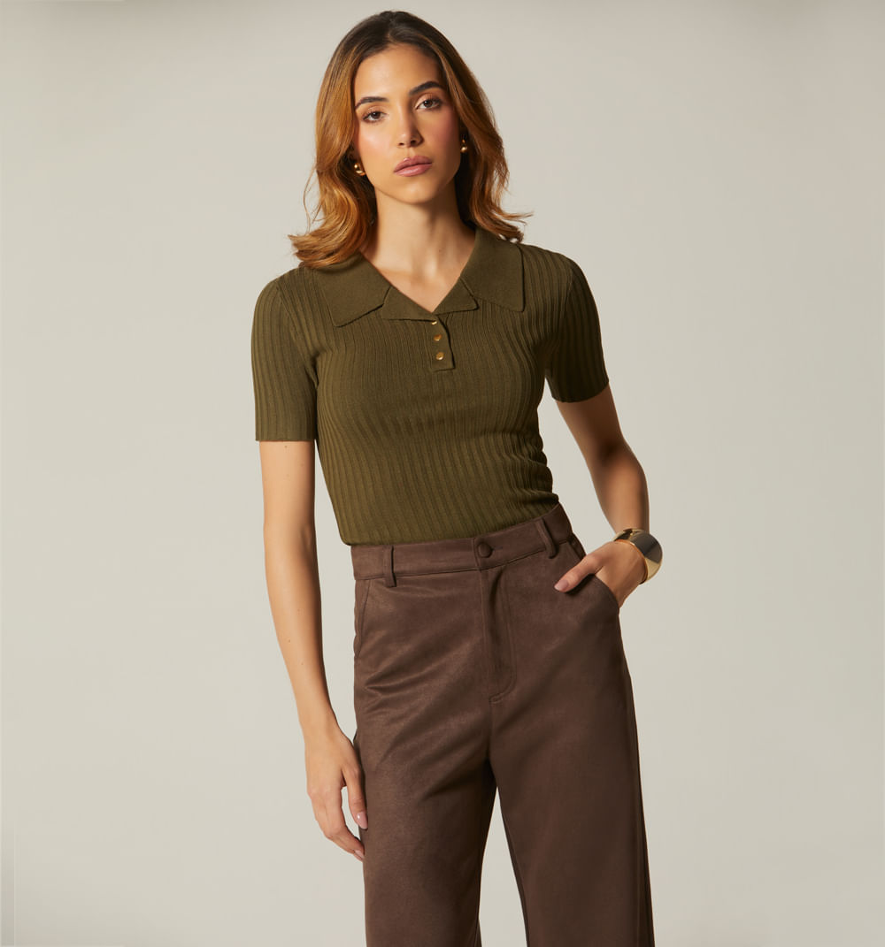Blusa Manga Corta Cuello Polo