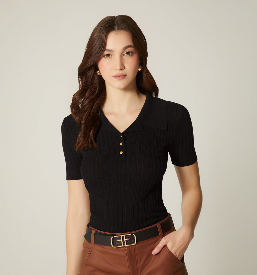 Blusa Manga Corta Cuello Polo