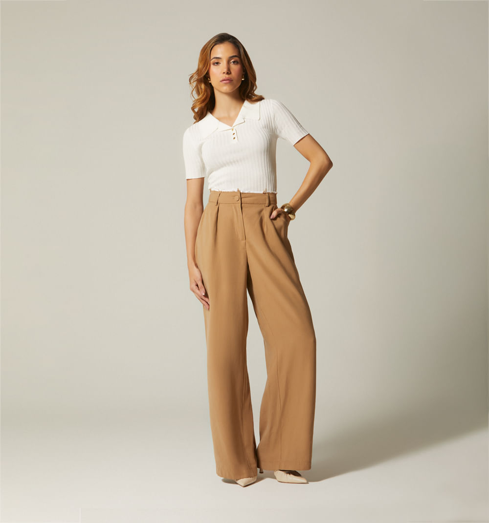 Blusa Manga Corta Cuello Polo