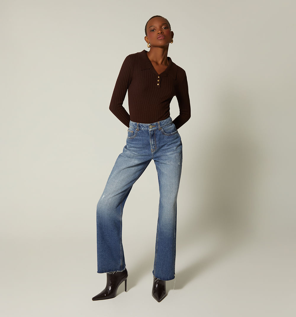 Buzo Manga Larga  Cuello  Polo