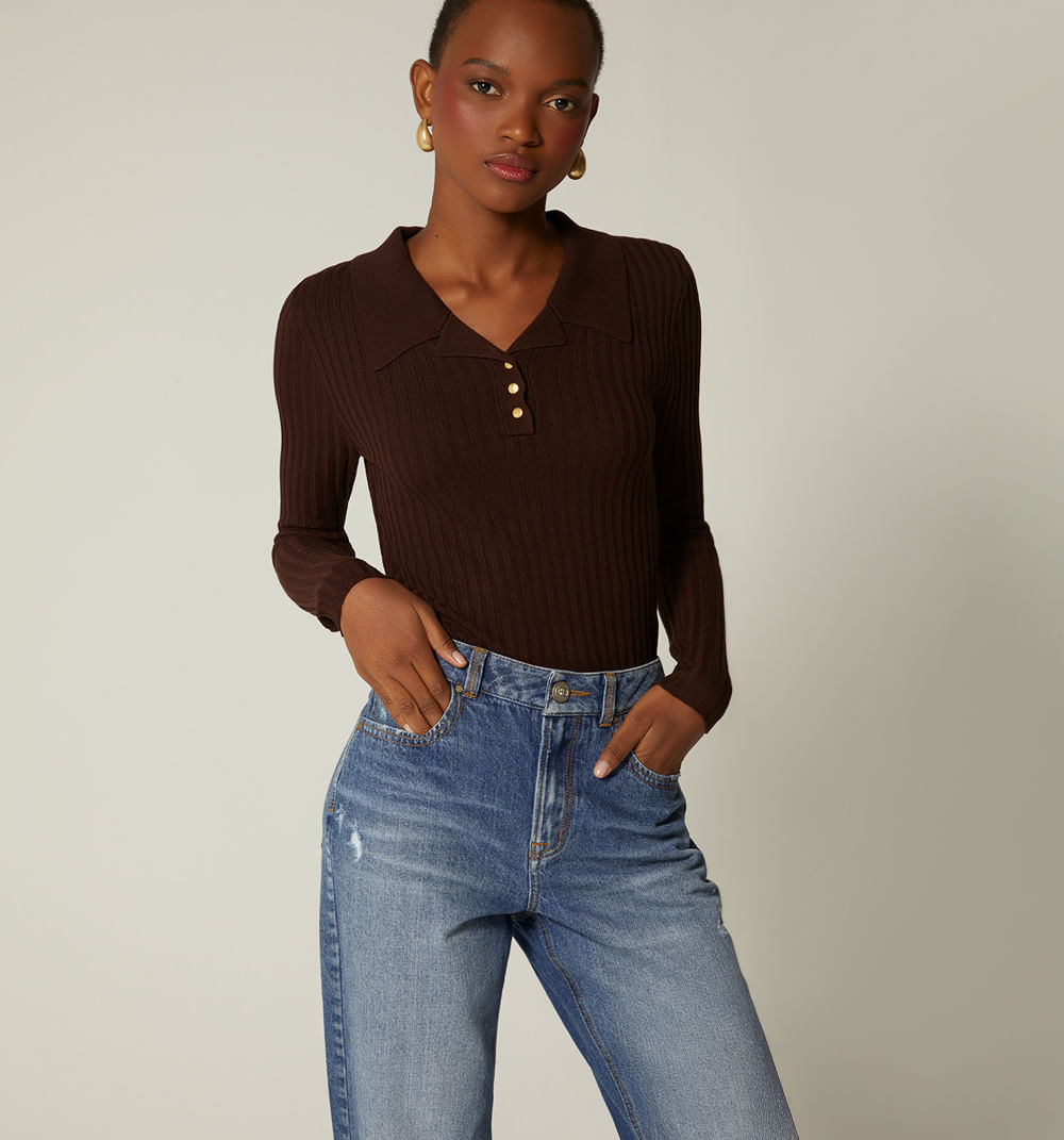 Buzo Manga Larga  Cuello  Polo