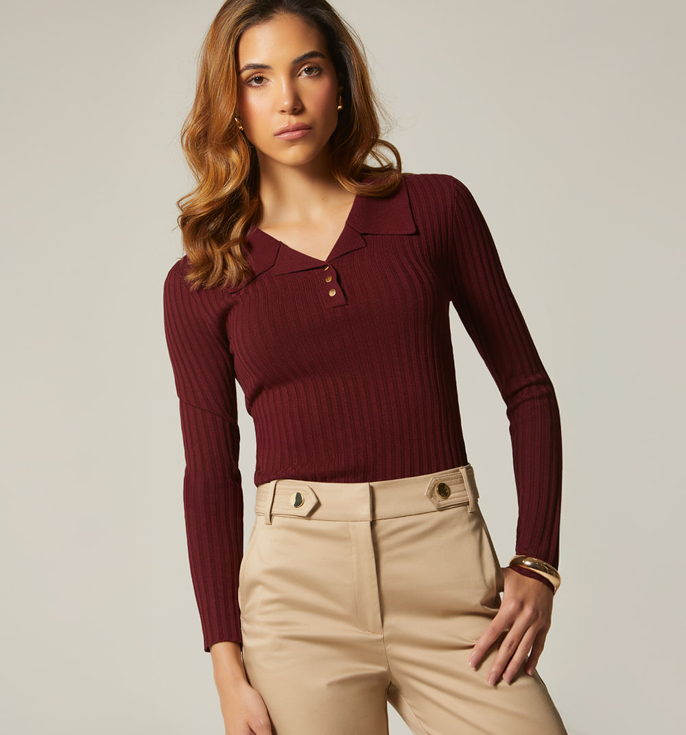 Buzo Manga Larga  Cuello  Polo