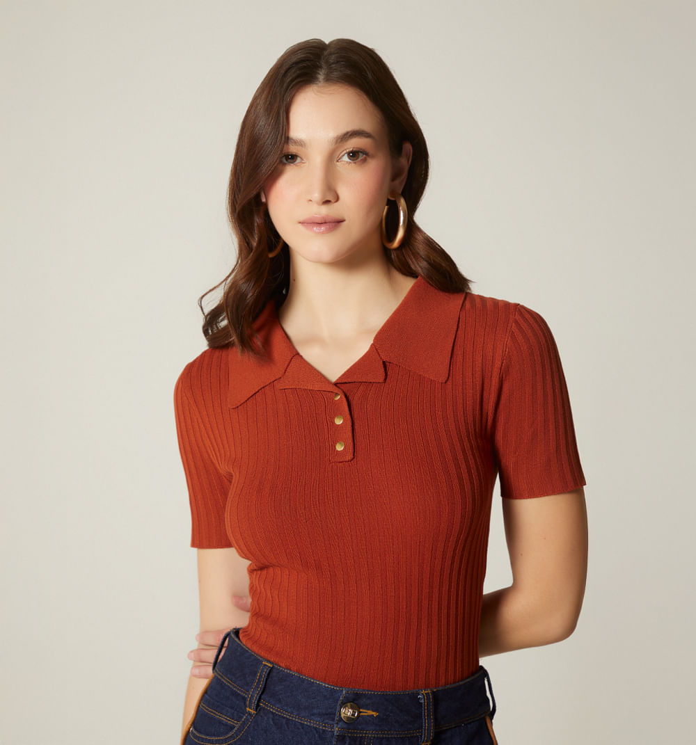Blusa Manga Corta Cuello Polo