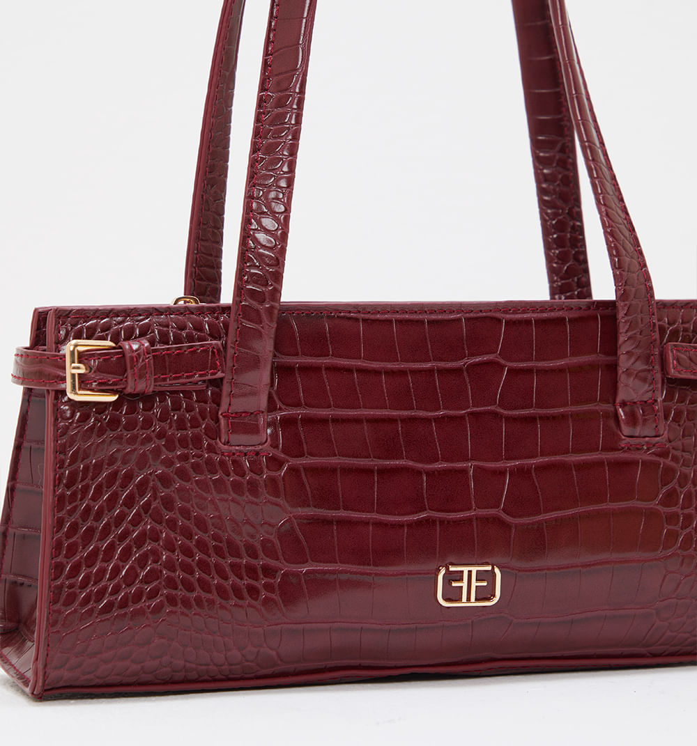 Bolso De Hombro En Material Croco