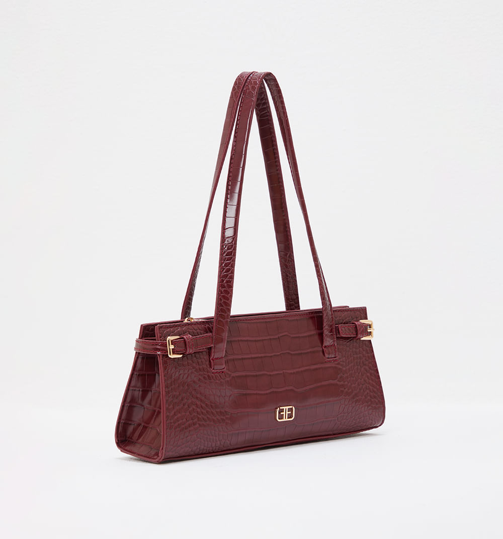 Bolso De Hombro En Material Croco