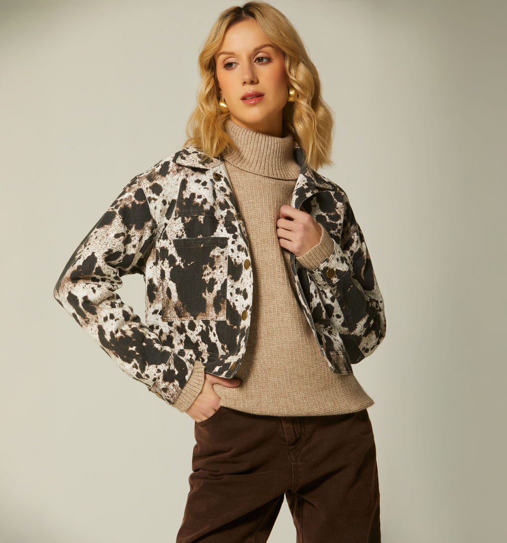 Chamarra Corta Manga Larga Animal Print