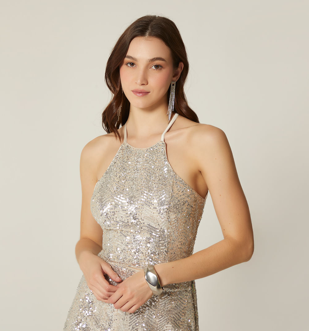 Blusa Crop De Lentejuelas  Y Tiras