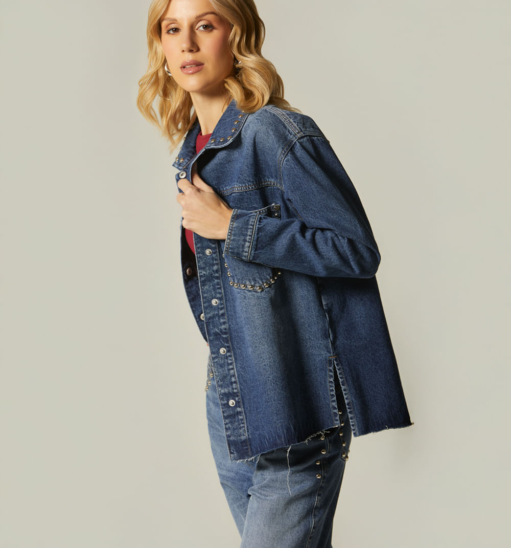 Blusa Camisera Manga Larga Con Taches