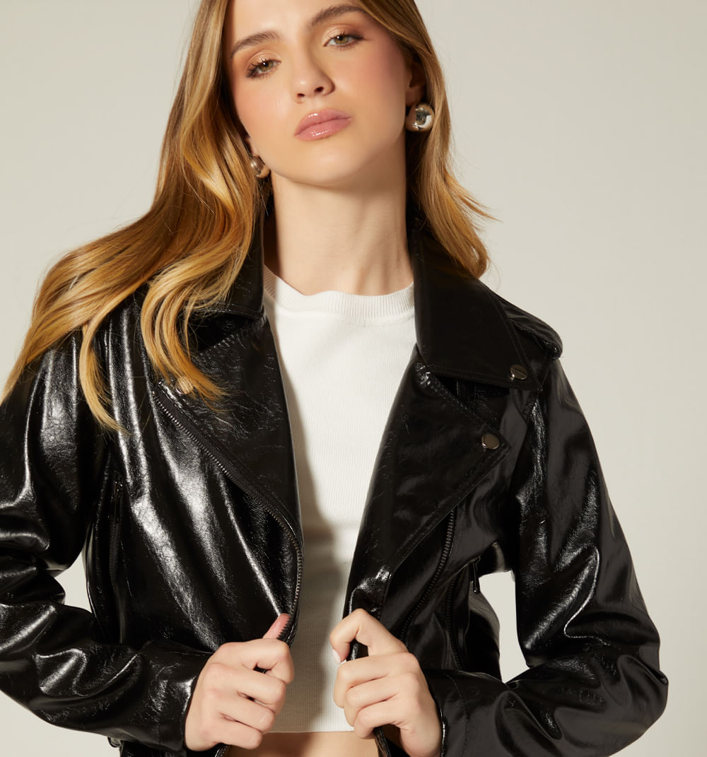 Chamarra  Biker Con Cinturon