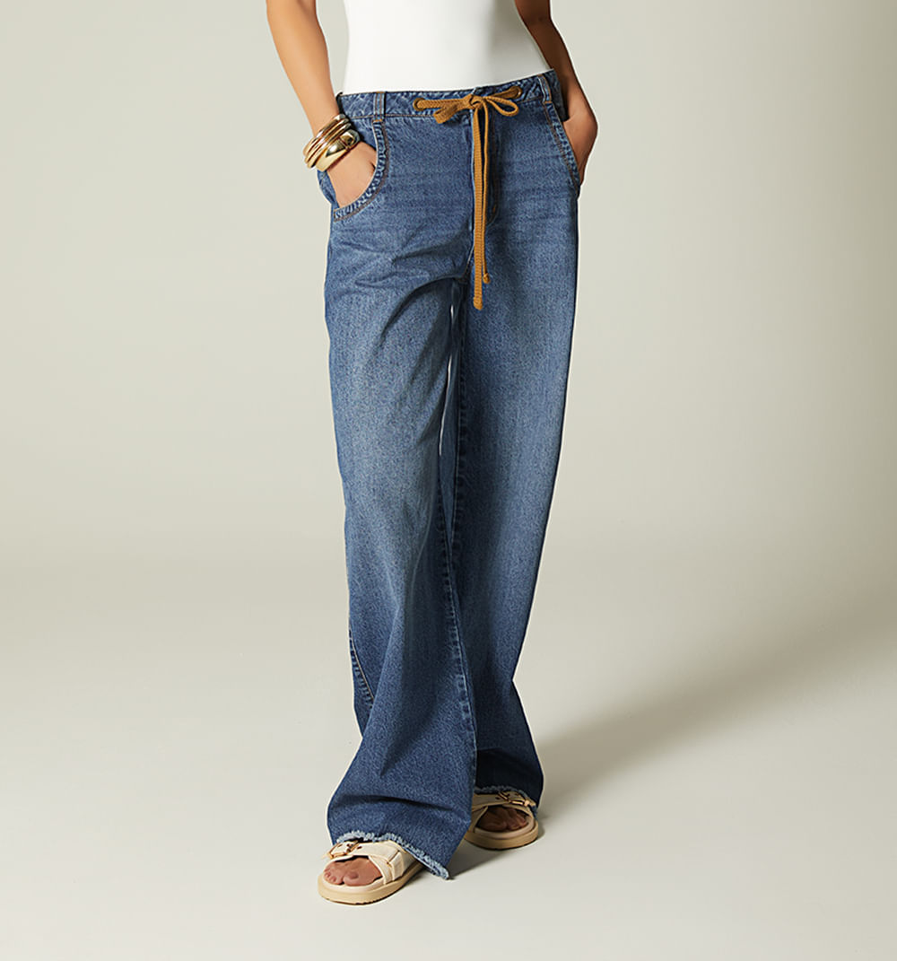 Jean Palazo Tiro Bajo Cordon Y Ojalete