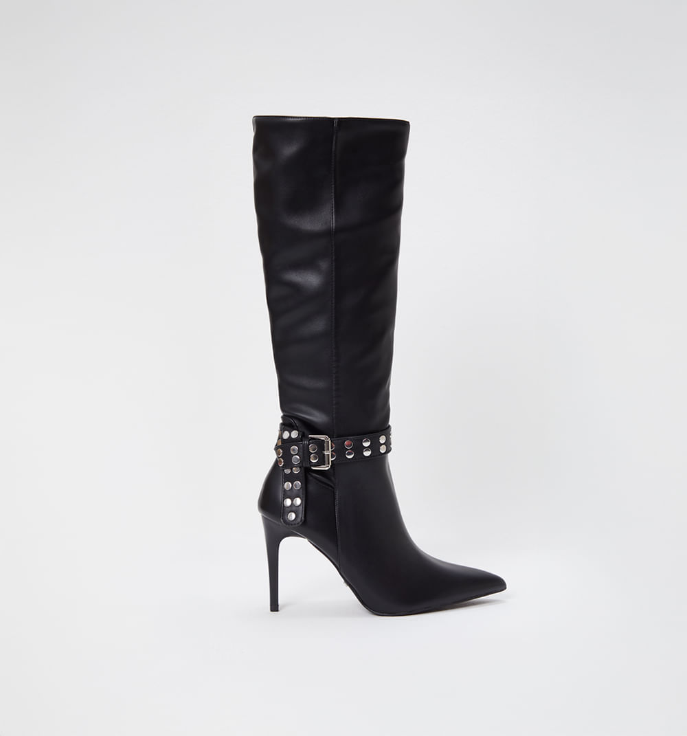 Bota Caña Alta Con Correa Decorativa