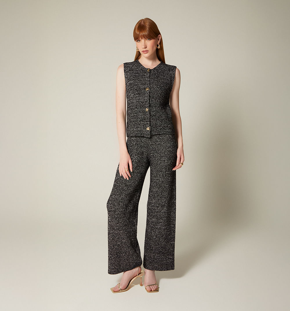 Chaleco Tejido  Con Boton Joya