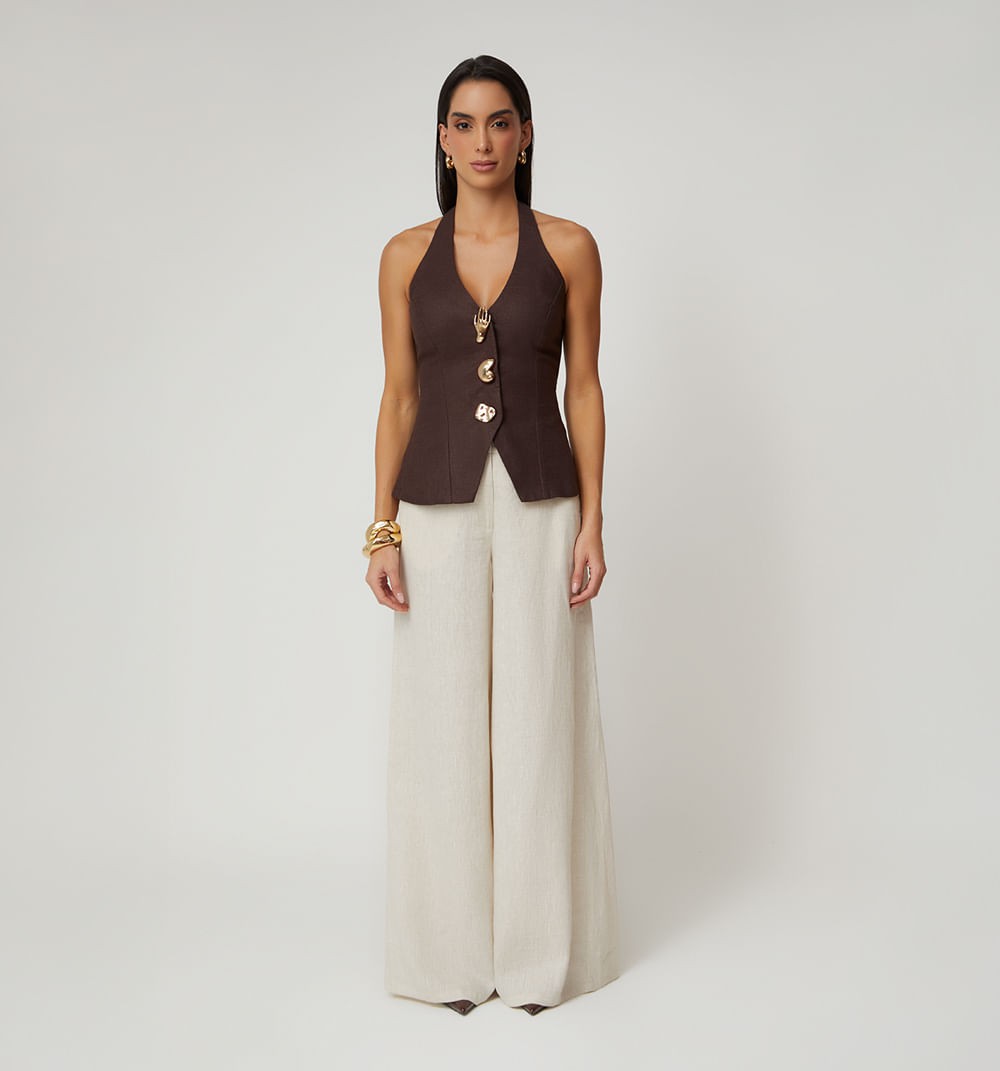 Chaleco Halter Con Maxy Botones