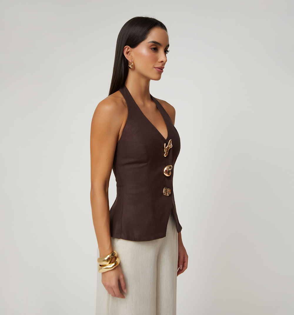 Chaleco Halter Con Maxy Botones
