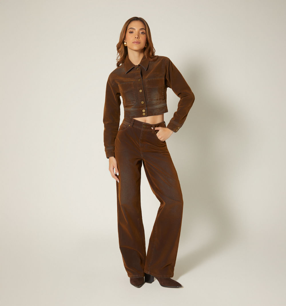 Jean Bota Recta Cinco Bolsillos Velvet