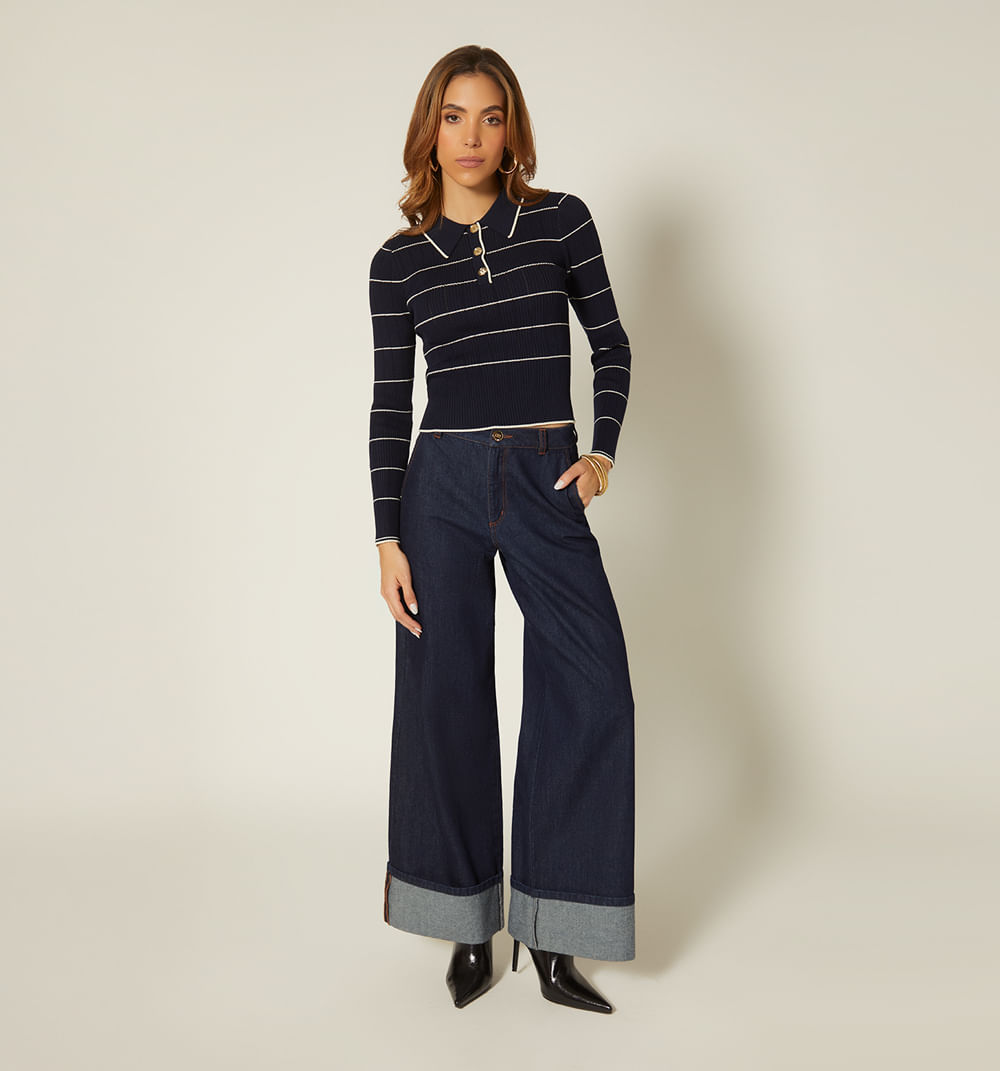 Buzo Manga Larga Cuello Polo