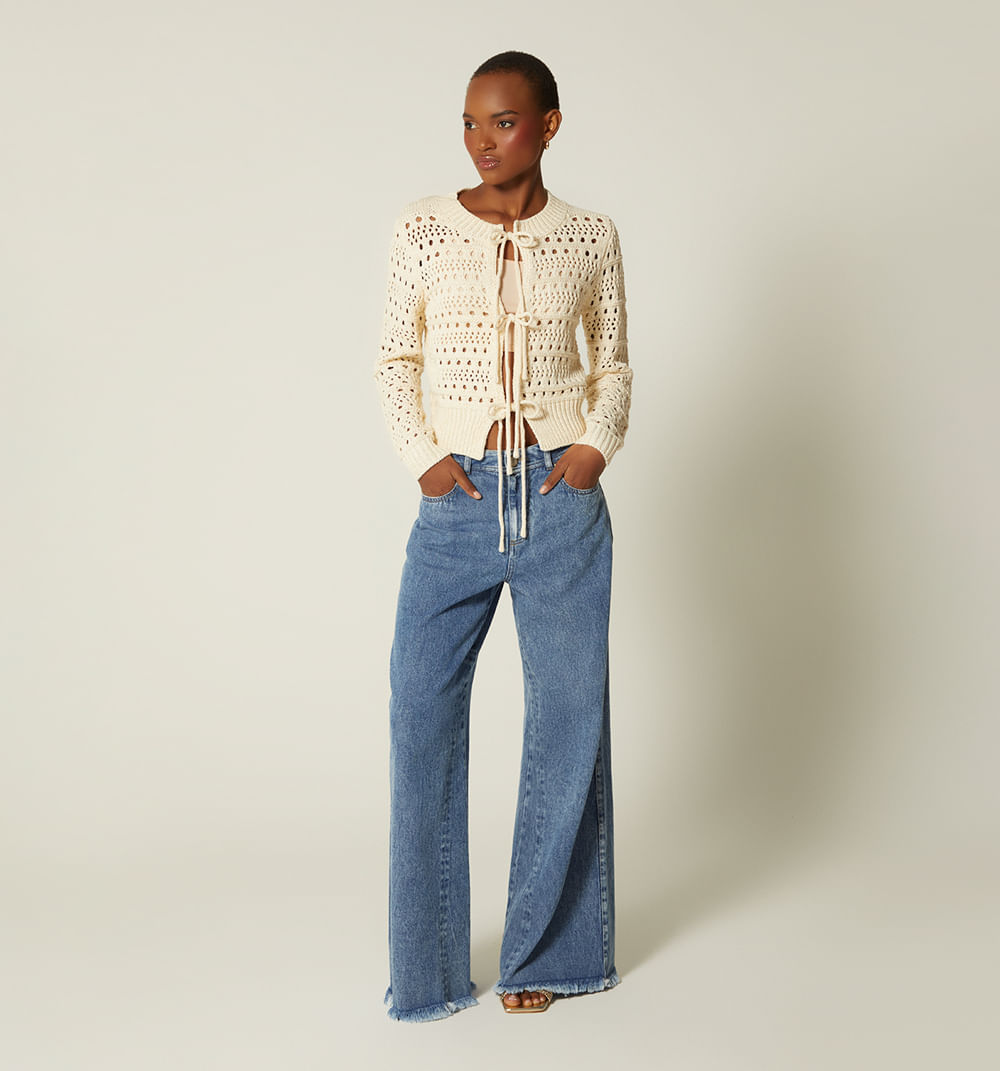 Cardigan Tejido Con Amarres