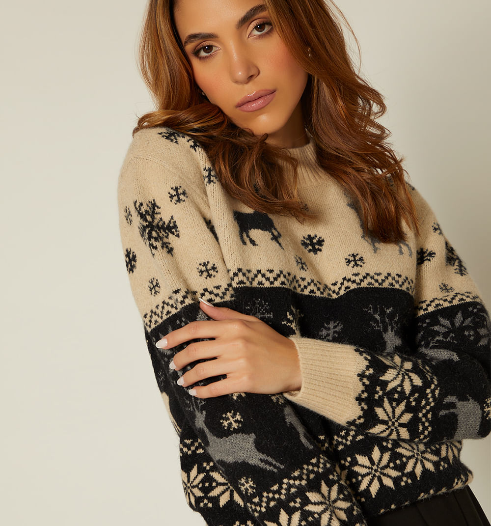 Buzo Tejido Navidad Cuello Alto