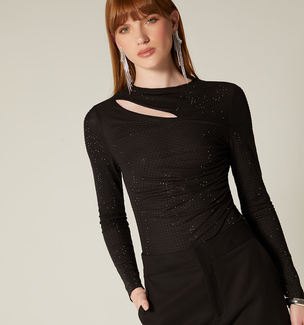 Body Manga Larga Con Hot Fix