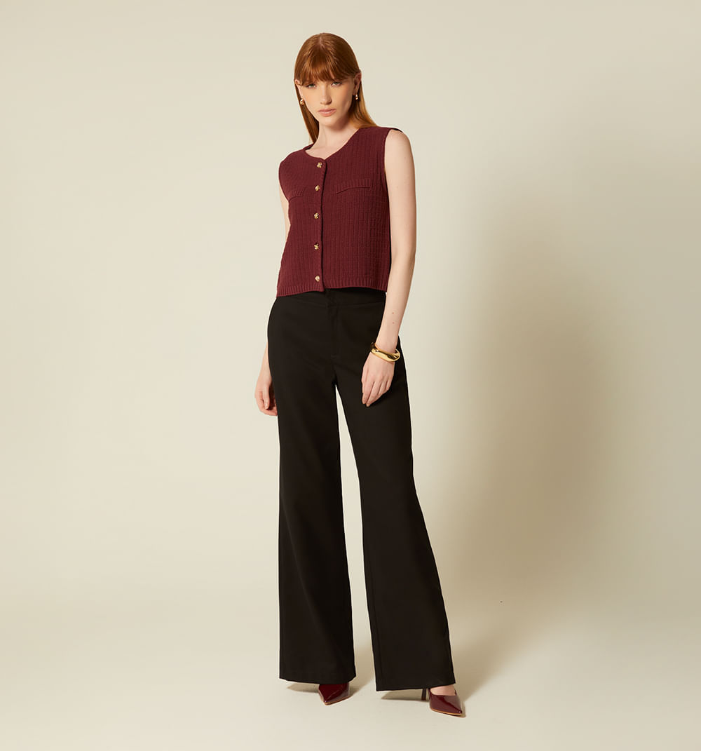 Chaleco Tejido Botón Joya